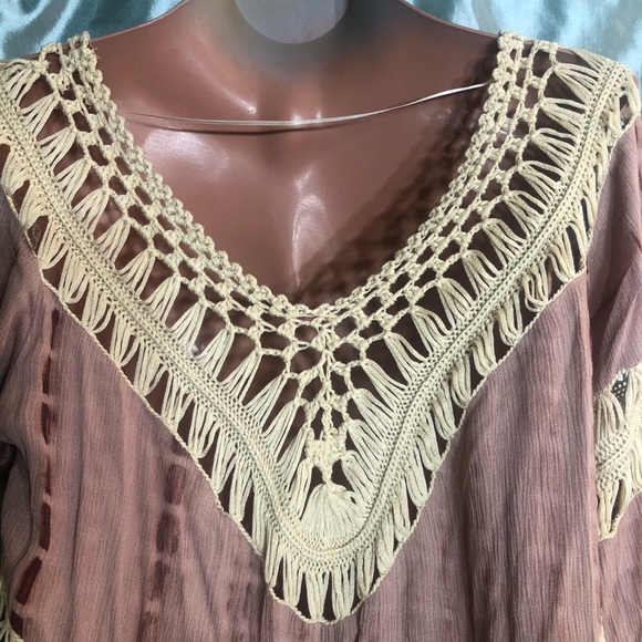 Gorgeous Umgee crochet and tie dye boho top, M - Picture 5 of 7